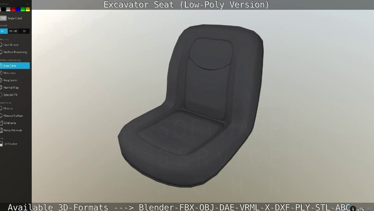 Excavator Seat - Low-Poly Version Low-poly 3D model_46