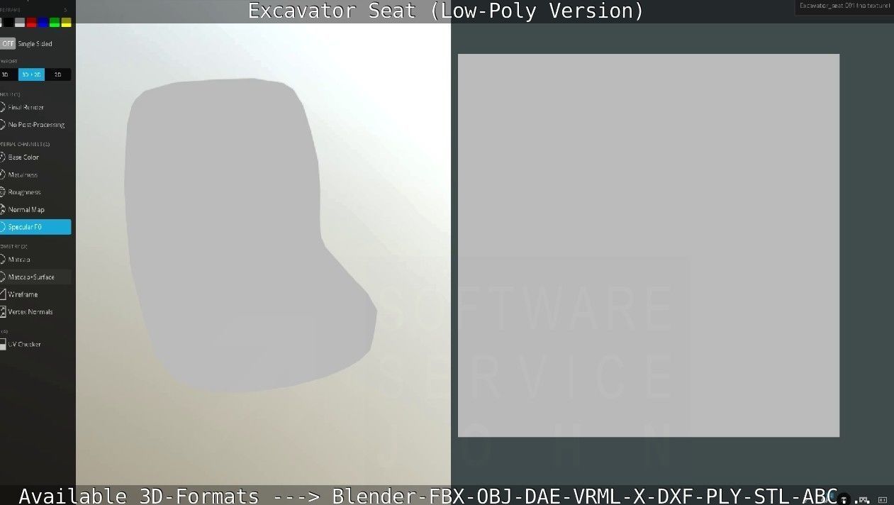 Excavator Seat - Low-Poly Version Low-poly 3D model_66
