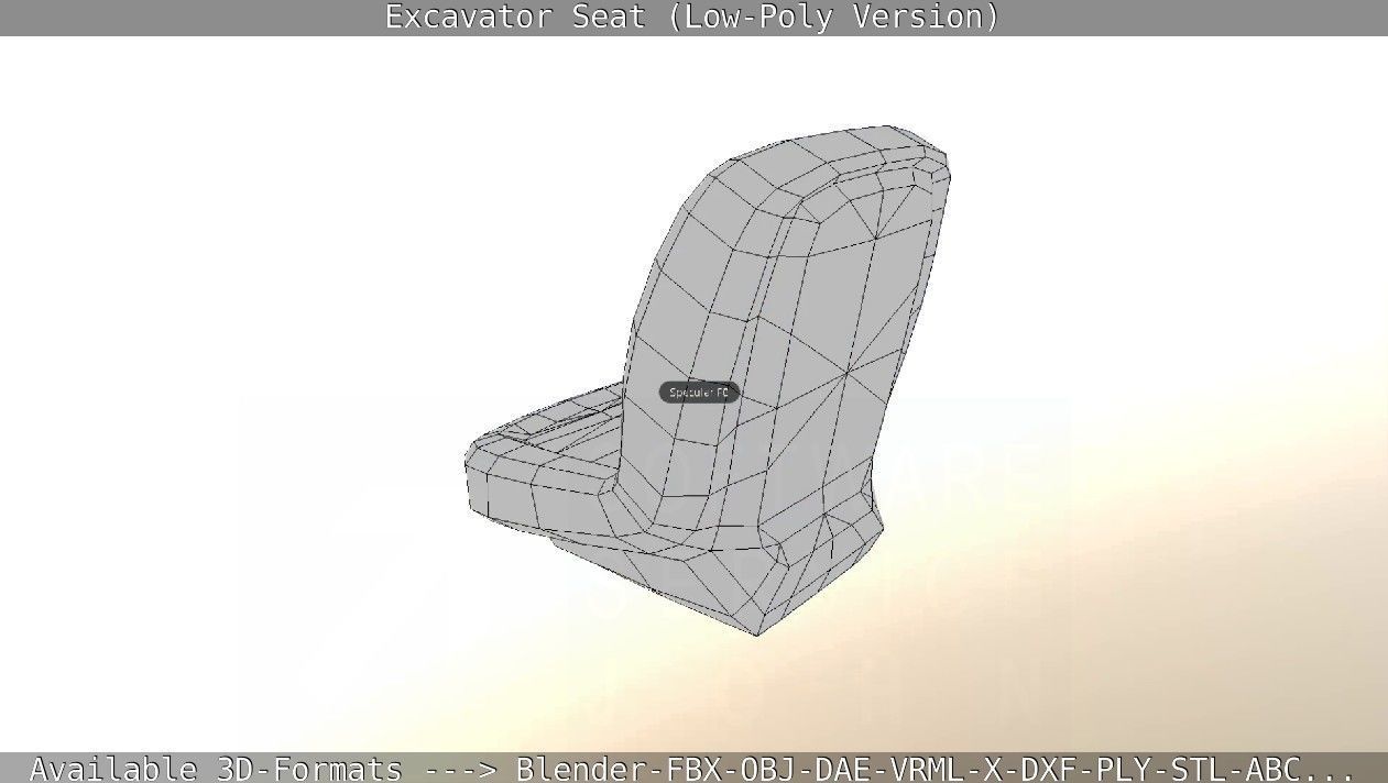 Excavator Seat - Low-Poly Version Low-poly 3D model_12