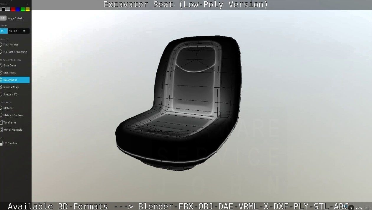 Excavator Seat - Low-Poly Version Low-poly 3D model_32