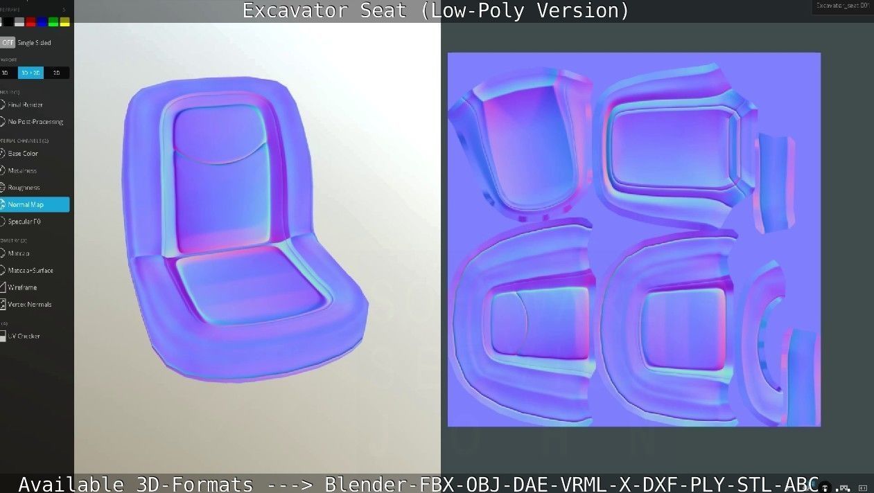 Excavator Seat - Low-Poly Version Low-poly 3D model_60