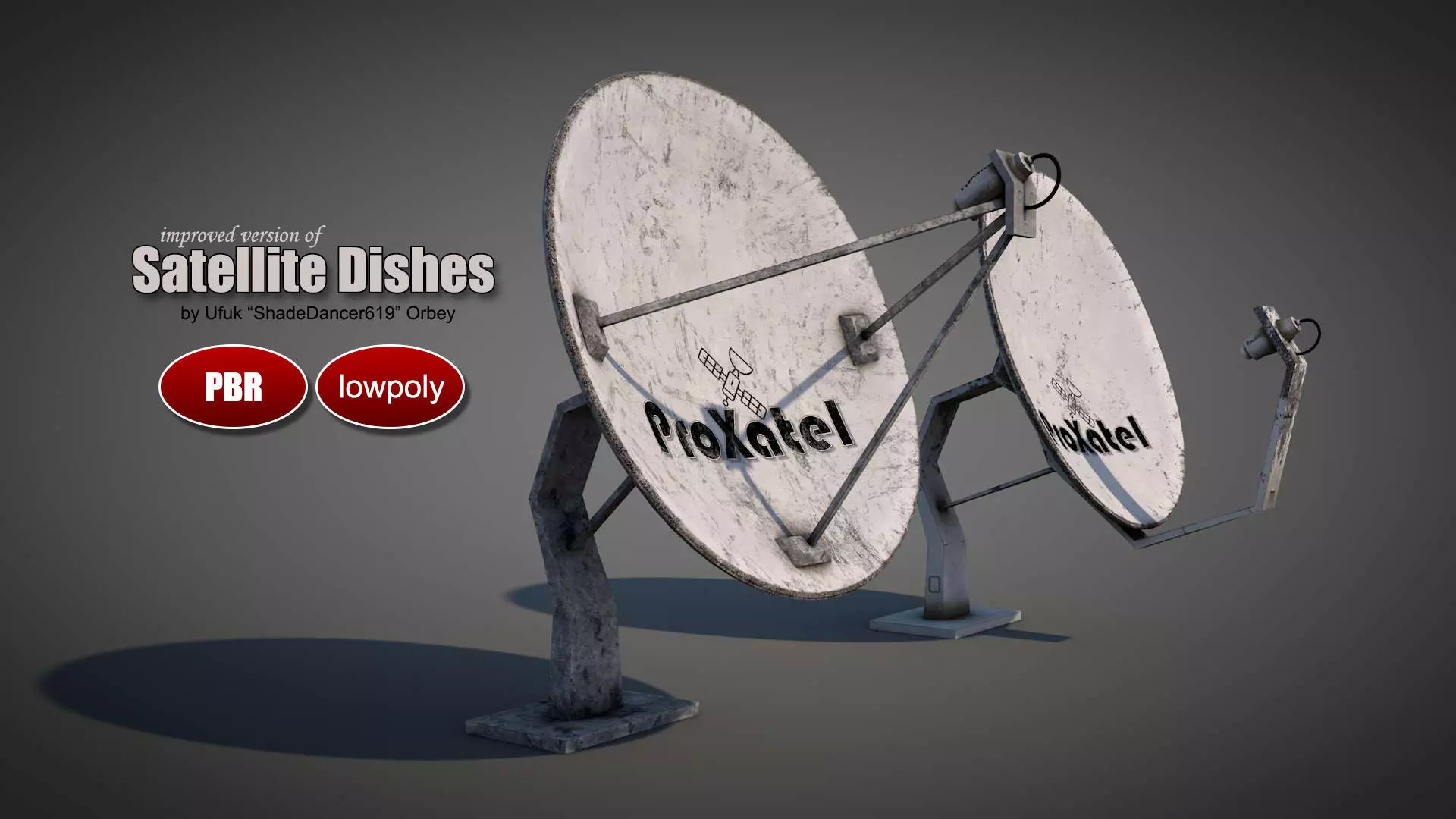 Old Satellite Dishes Low-poly 3D model_0