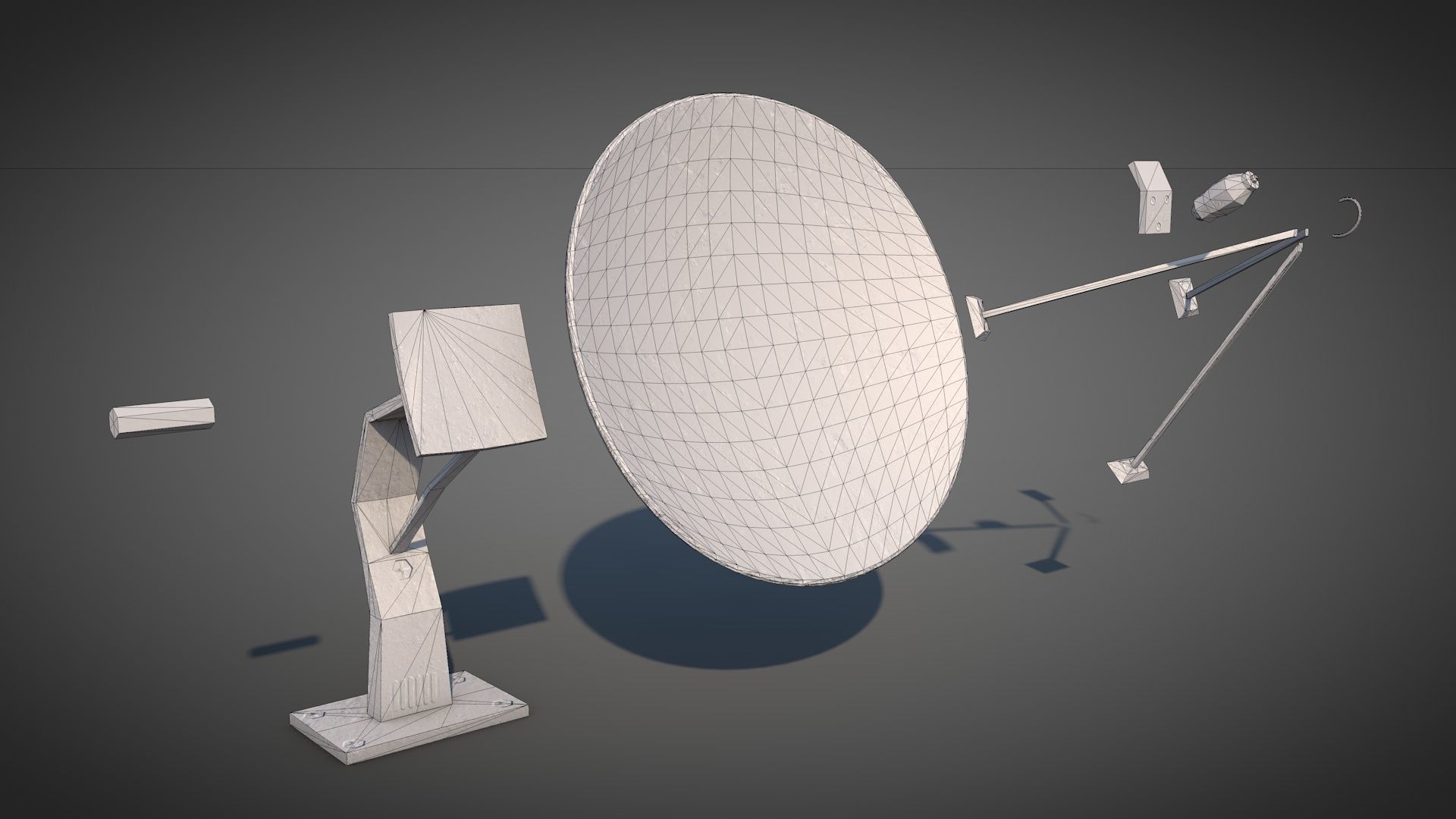 Old Satellite Dishes Low-poly 3D model_6