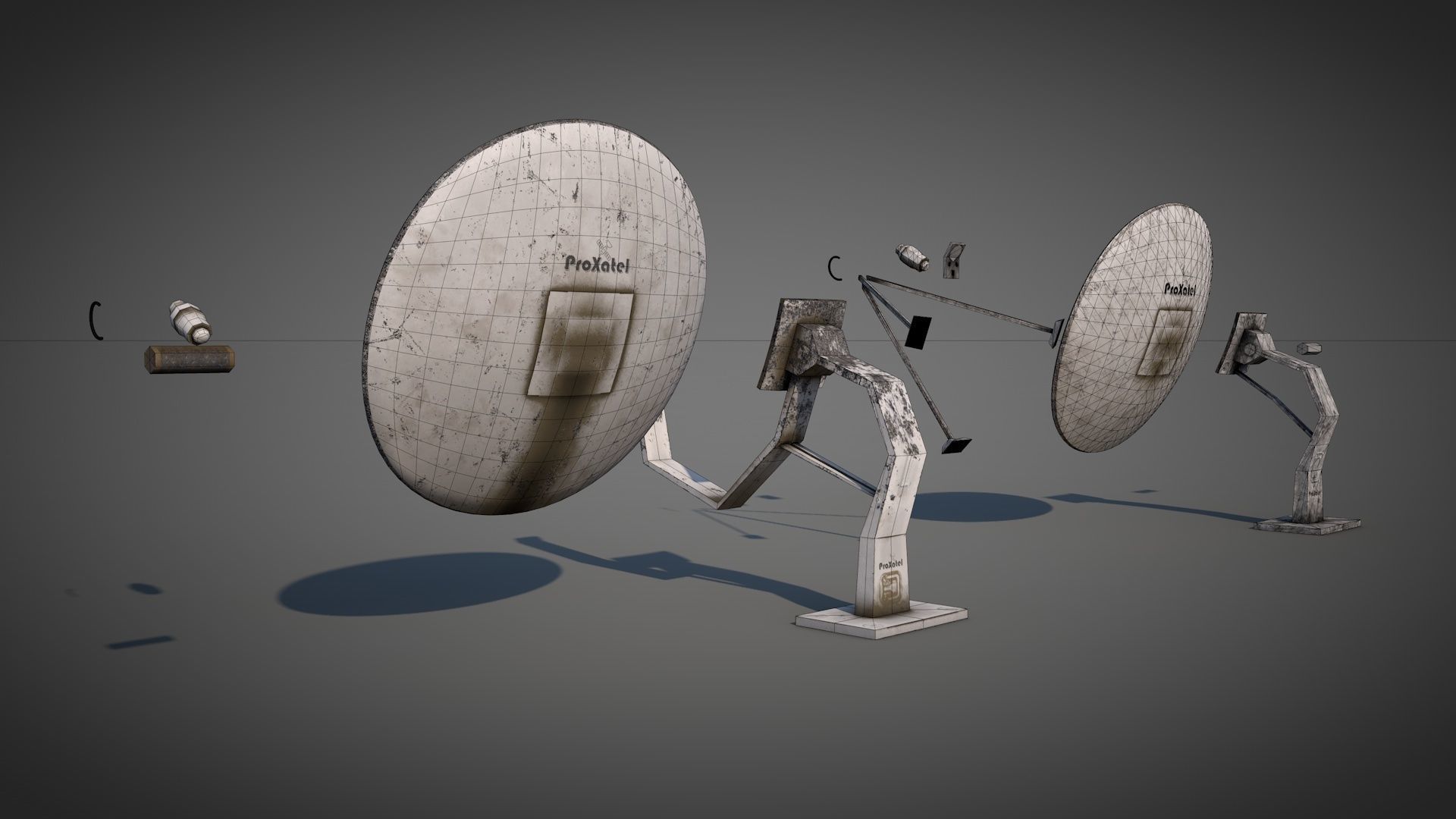 Old Satellite Dishes Low-poly 3D model_13