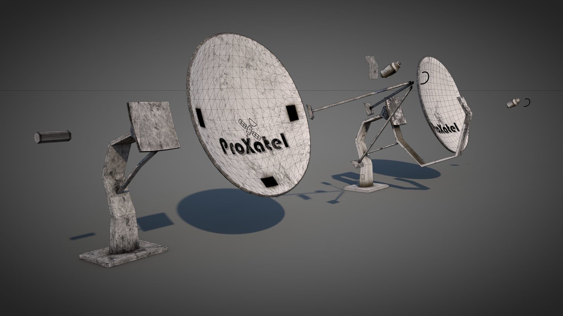 Old Satellite Dishes Low-poly 3D model_12