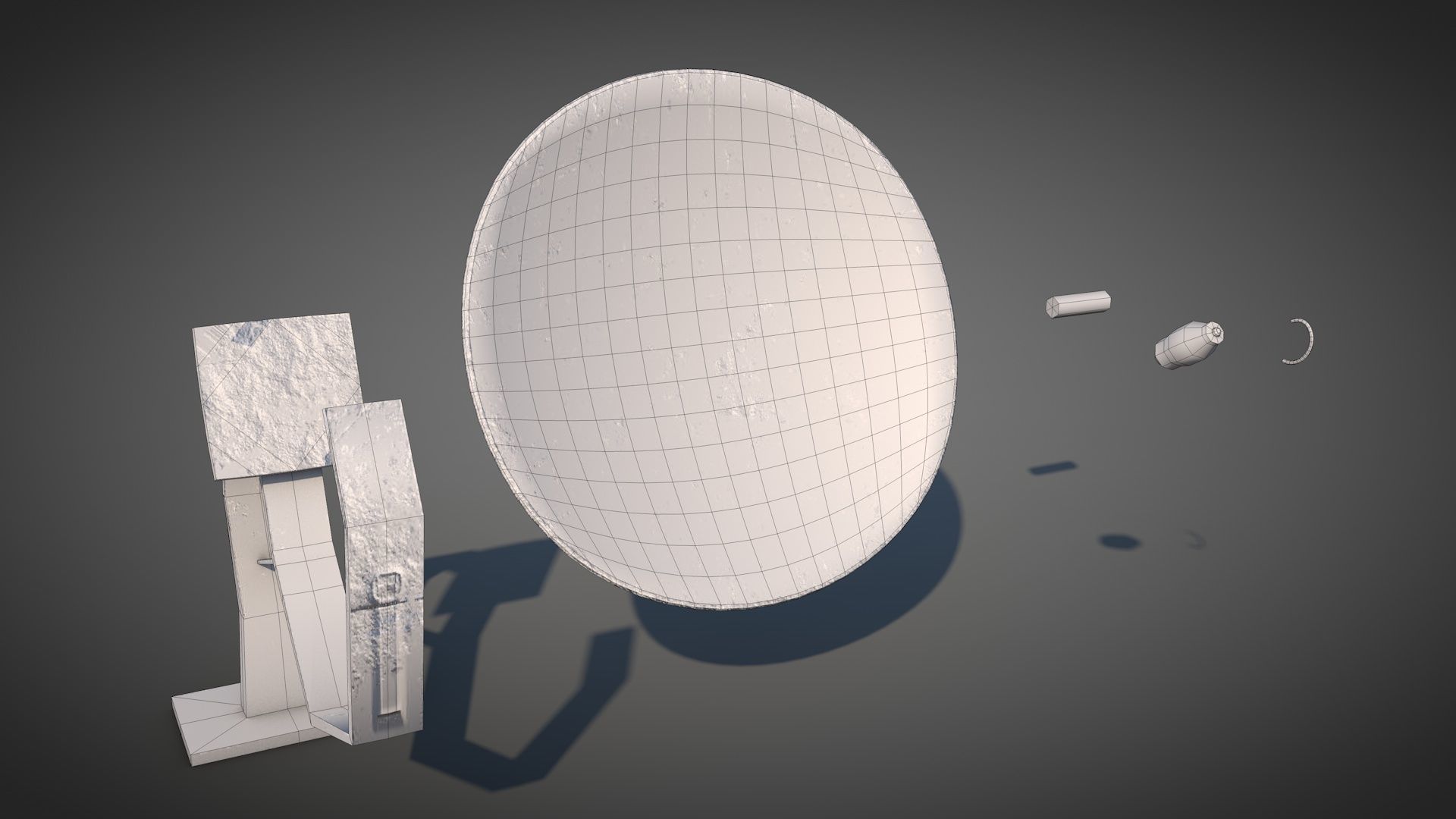 Old Satellite Dishes Low-poly 3D model_11