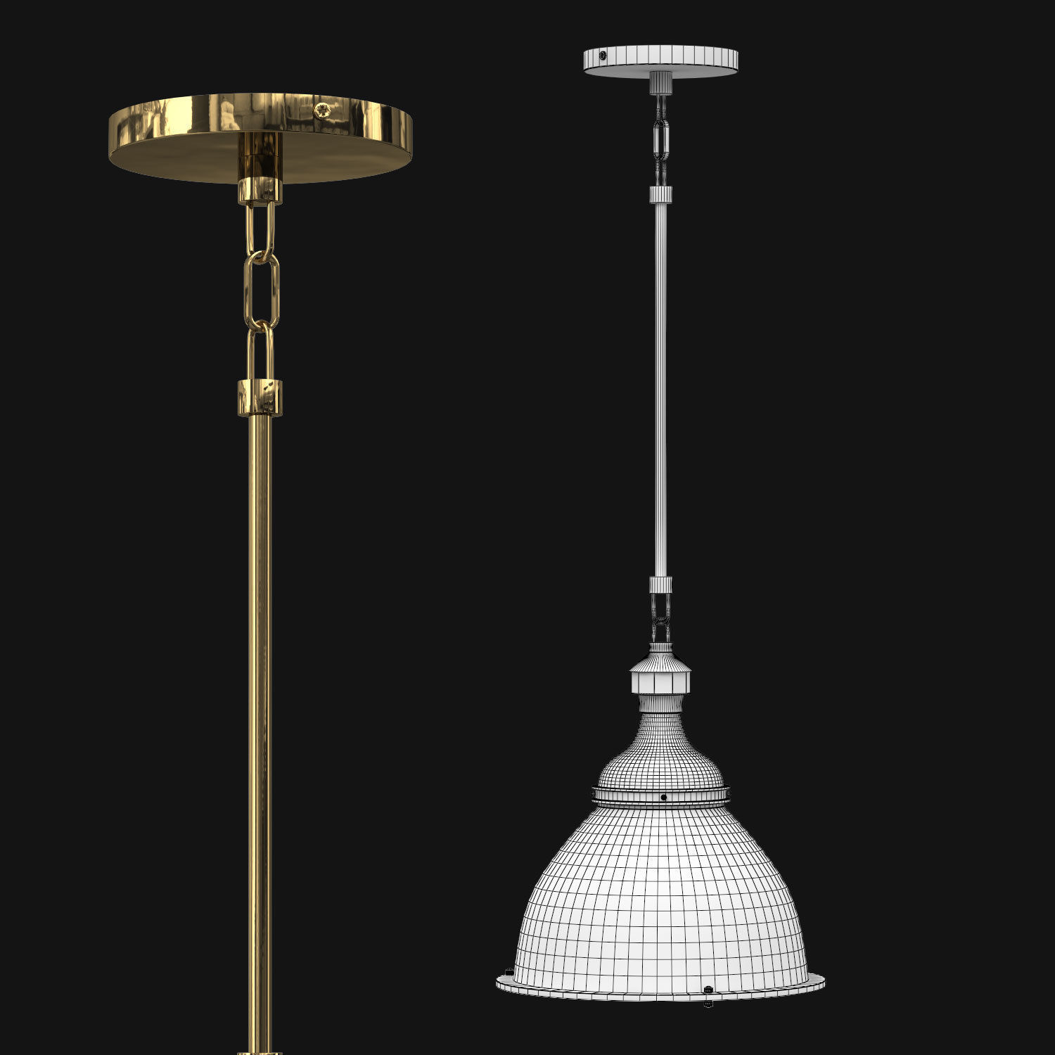 20th century English Cloche Pendant 3D model_6