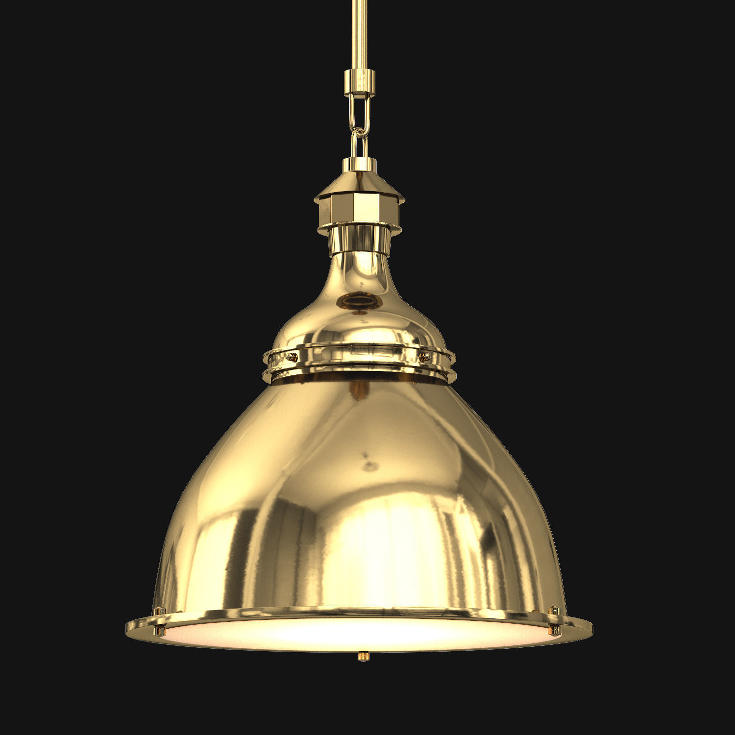 20th century English Cloche Pendant 3D model_2