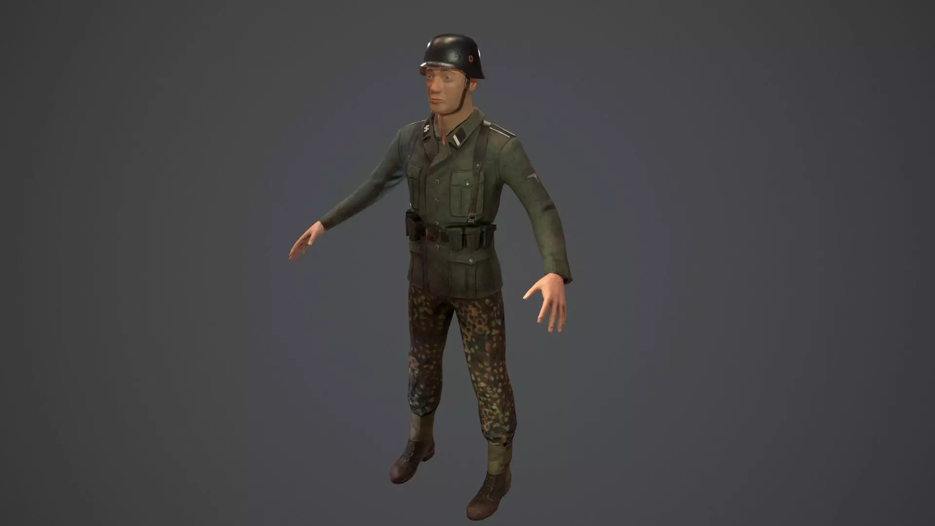 SS Soldier Low-poly 3D model_0