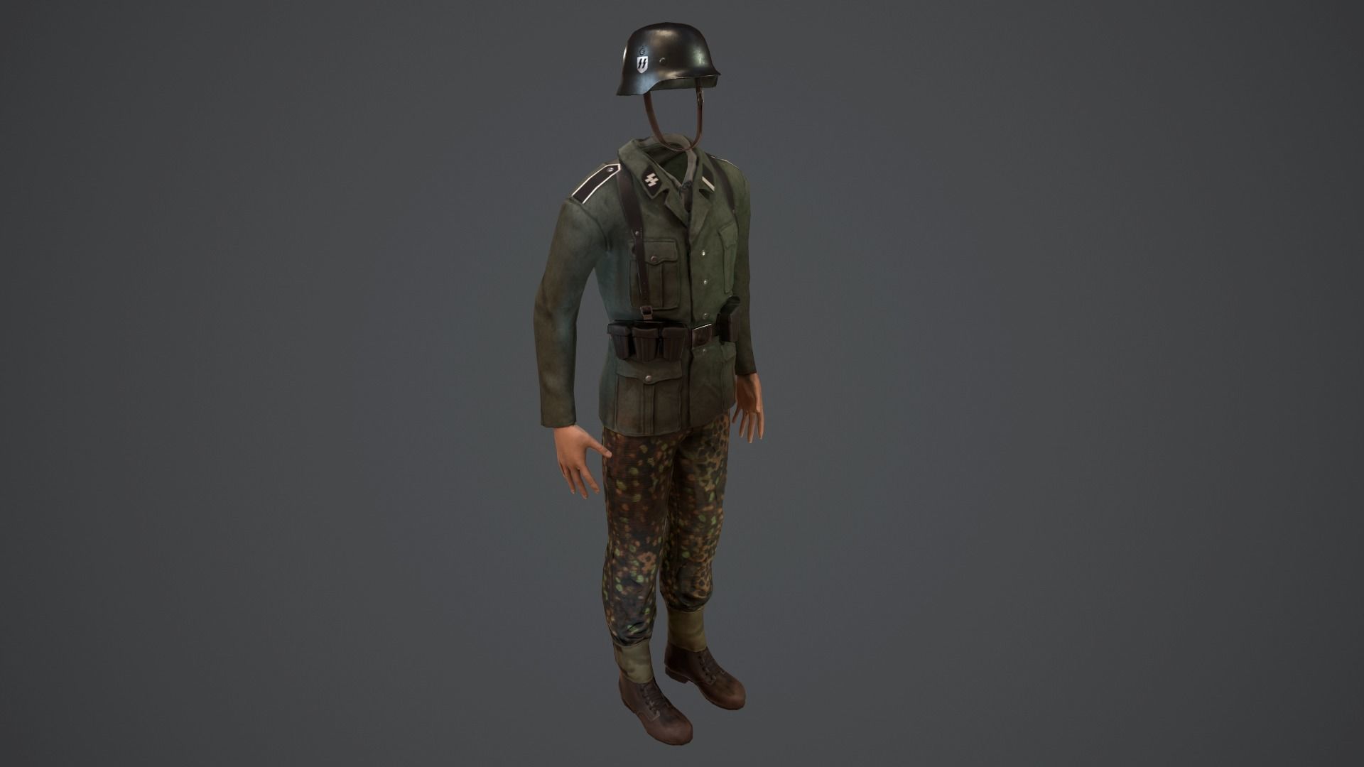 SS Soldier Low-poly 3D model_4