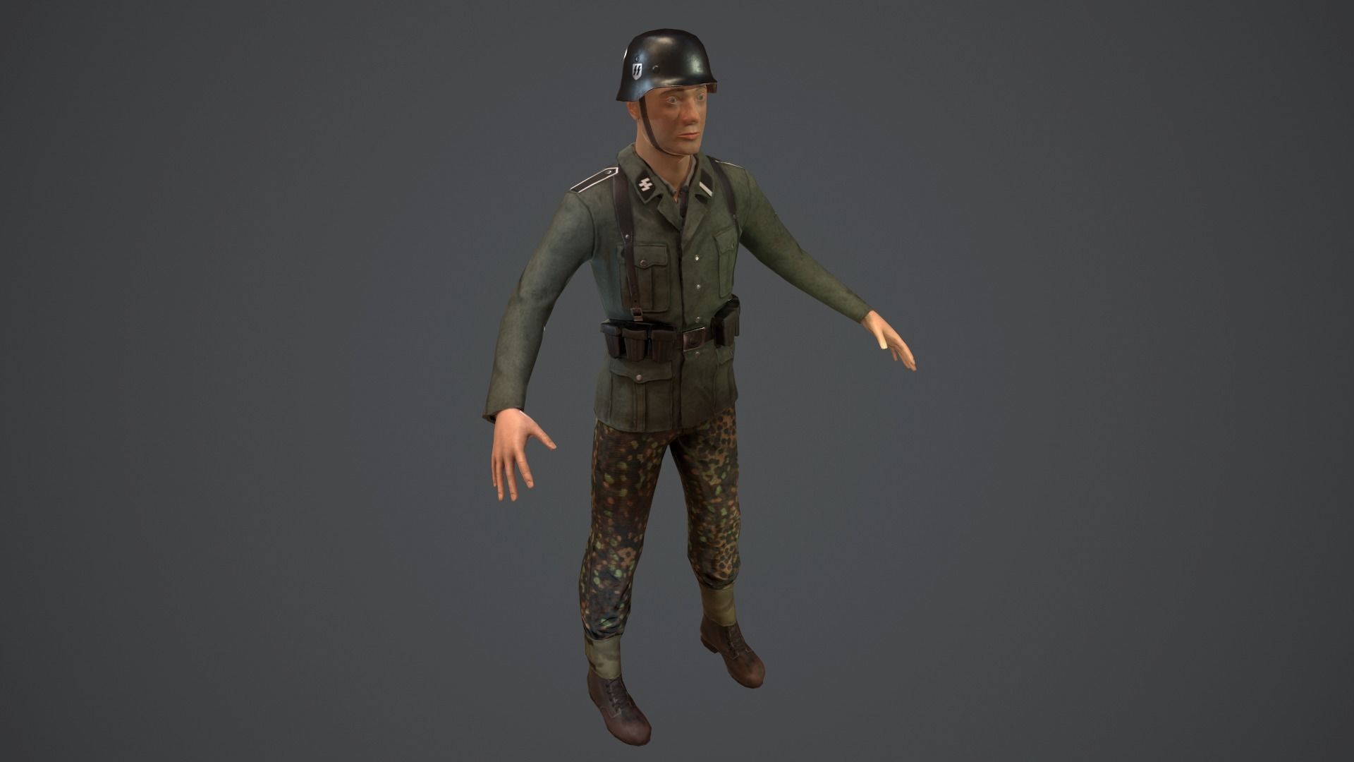 SS Soldier Low-poly 3D model_1