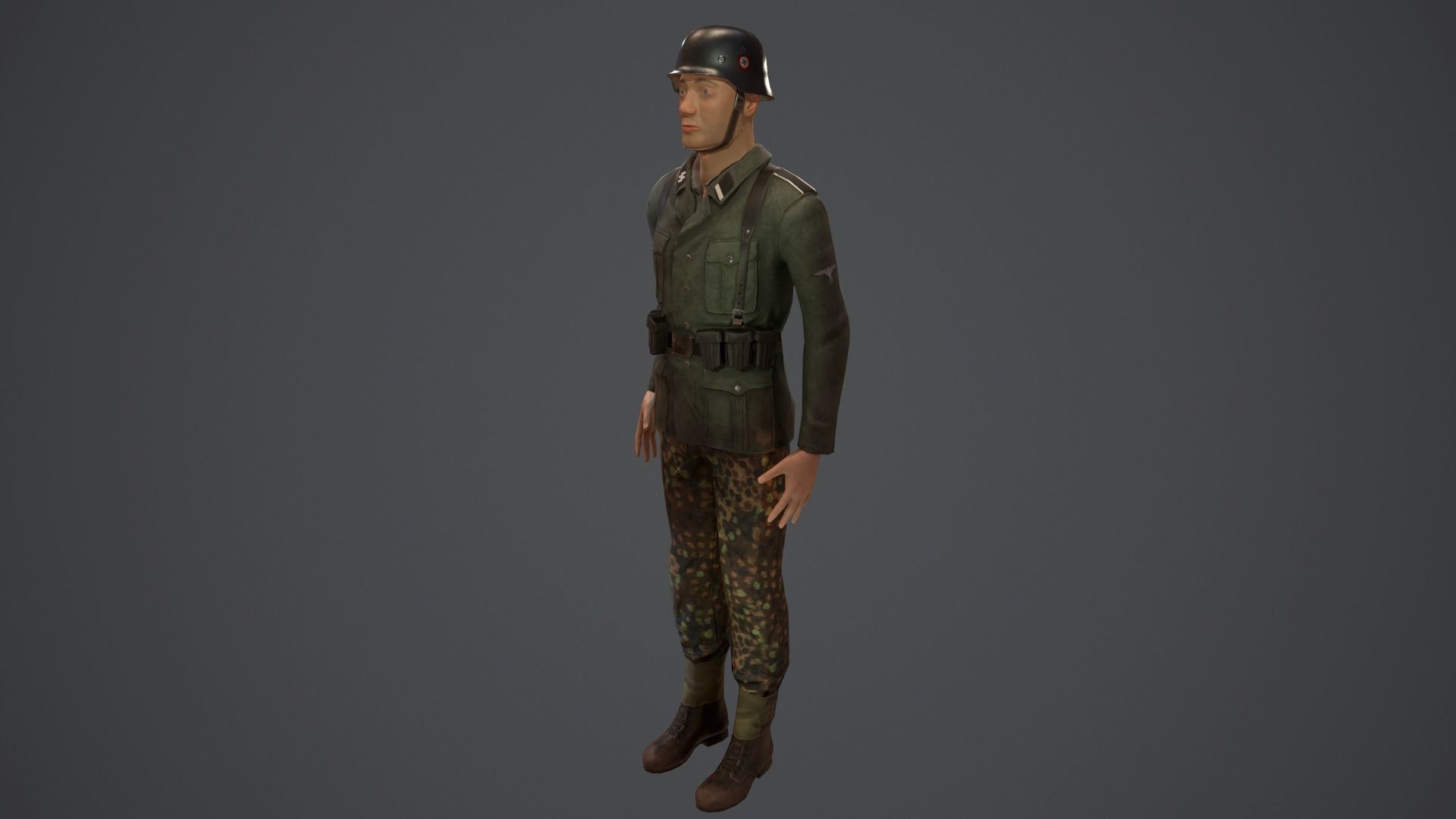 SS Soldier Low-poly 3D model_2