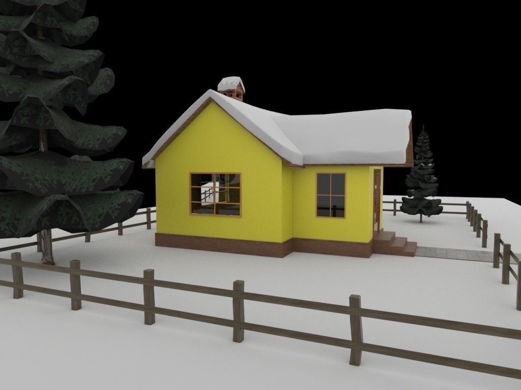 Cartoon house 3D model_3