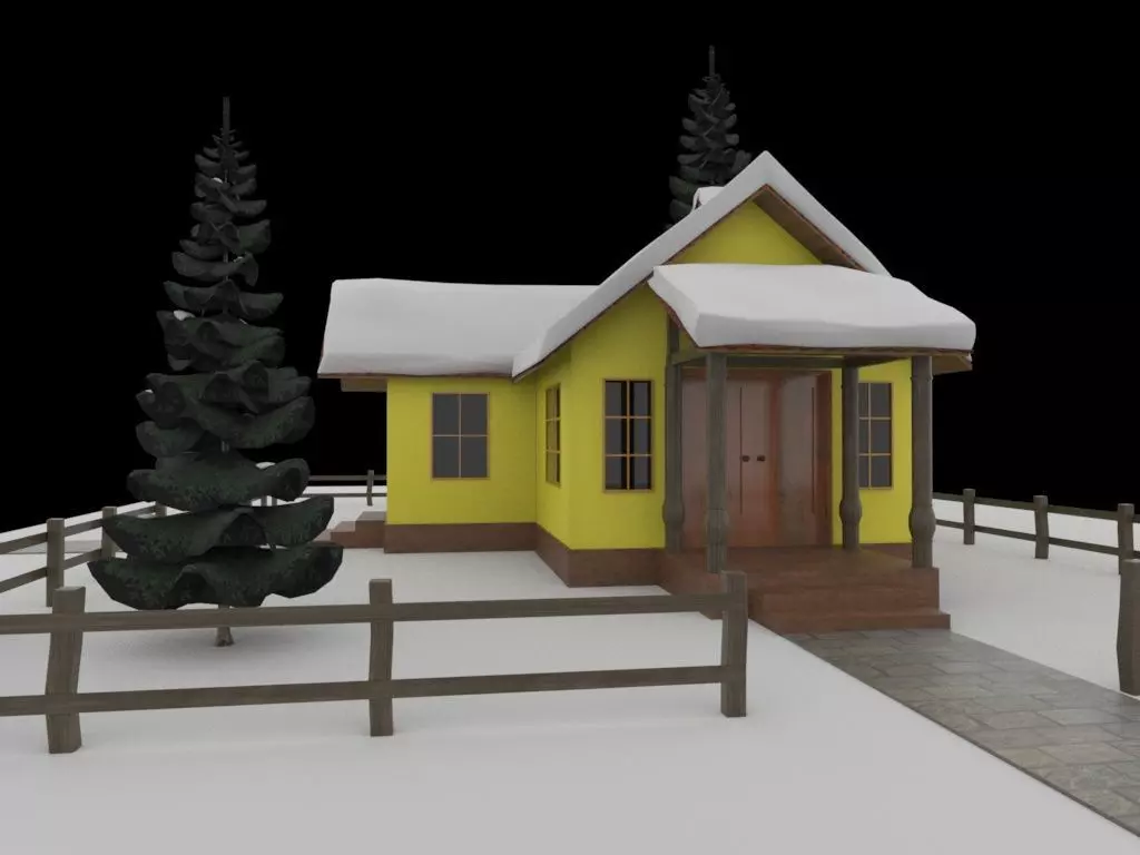 Cartoon house 3D model_0