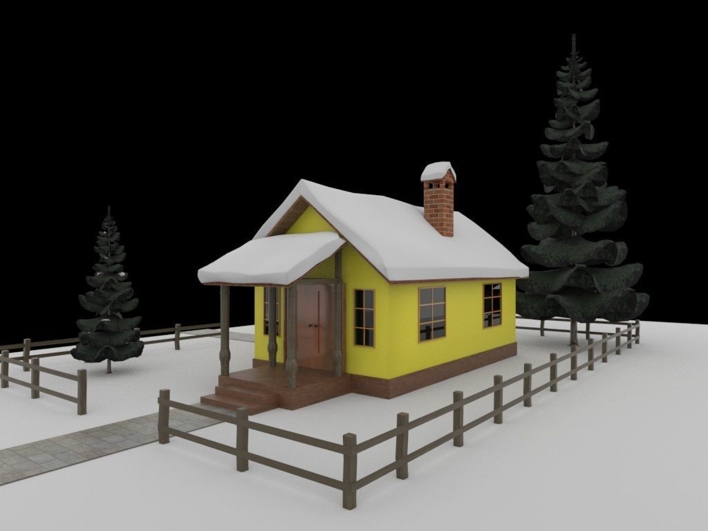 Cartoon house 3D model_2