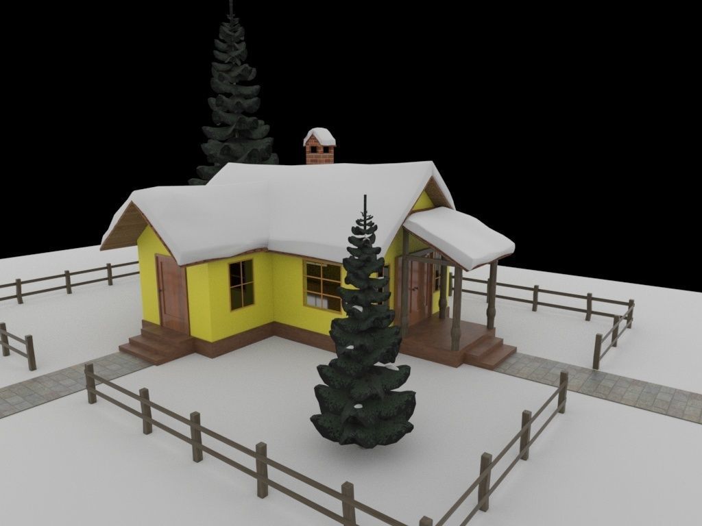 Cartoon house 3D model_1