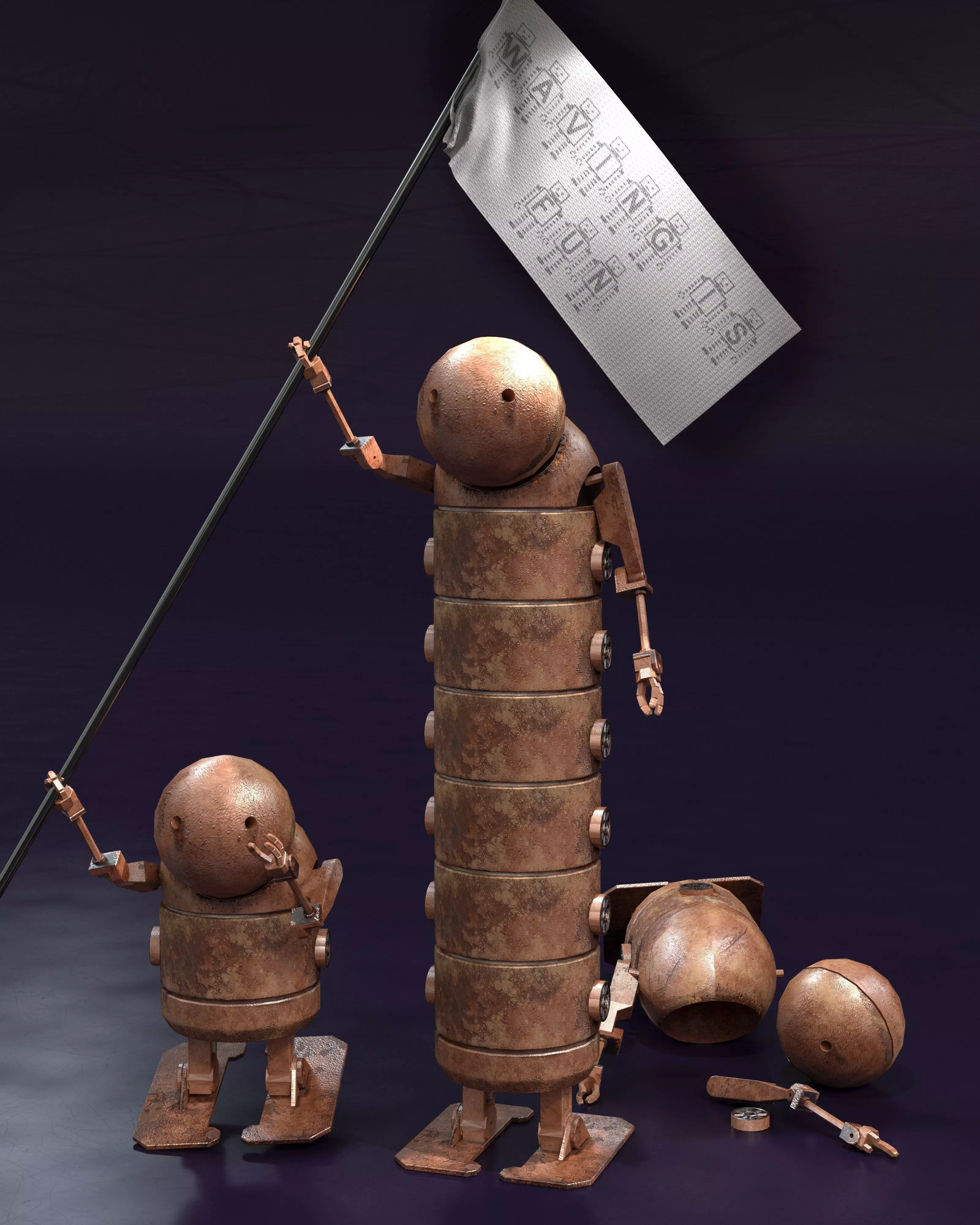 EB - Little robot Low-poly 3D model_0