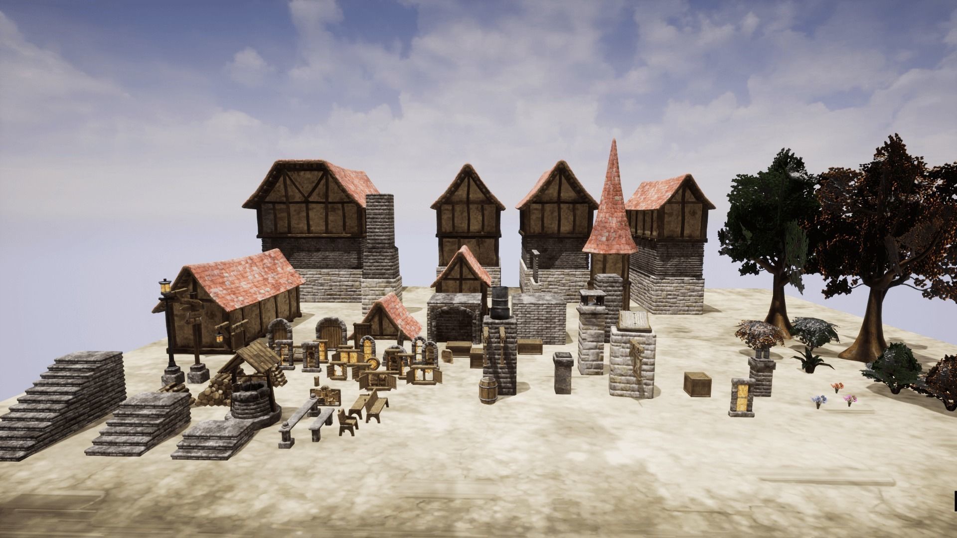 Adventure Village for UNREAL Low-poly 3D model_2