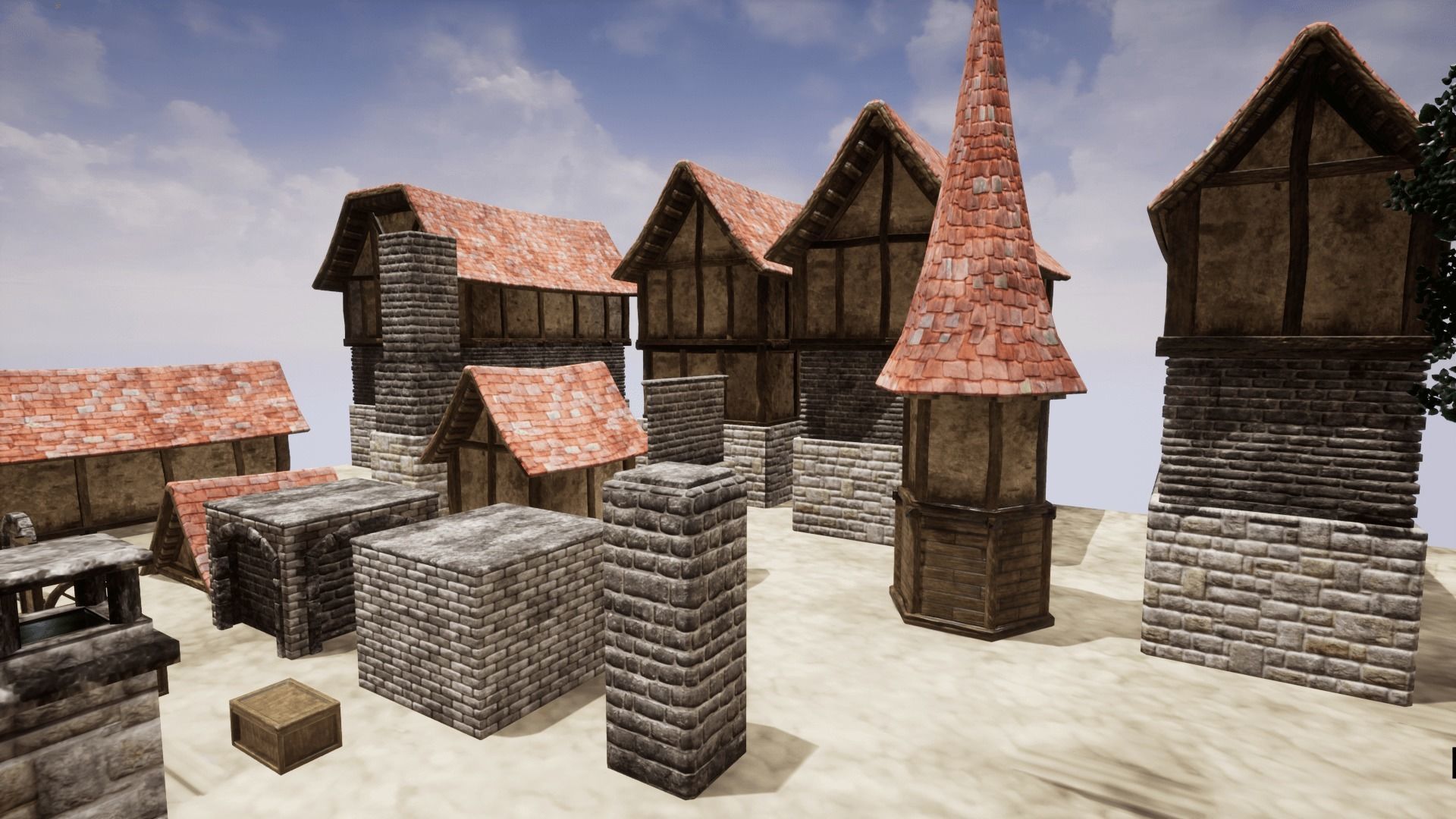 Adventure Village for UNREAL Low-poly 3D model_1