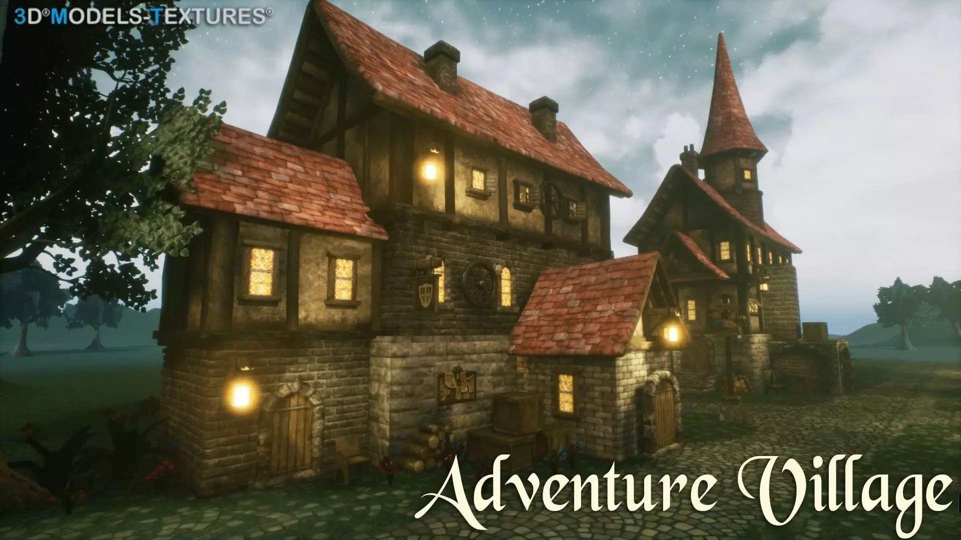 Adventure Village for UNREAL Low-poly 3D model_0