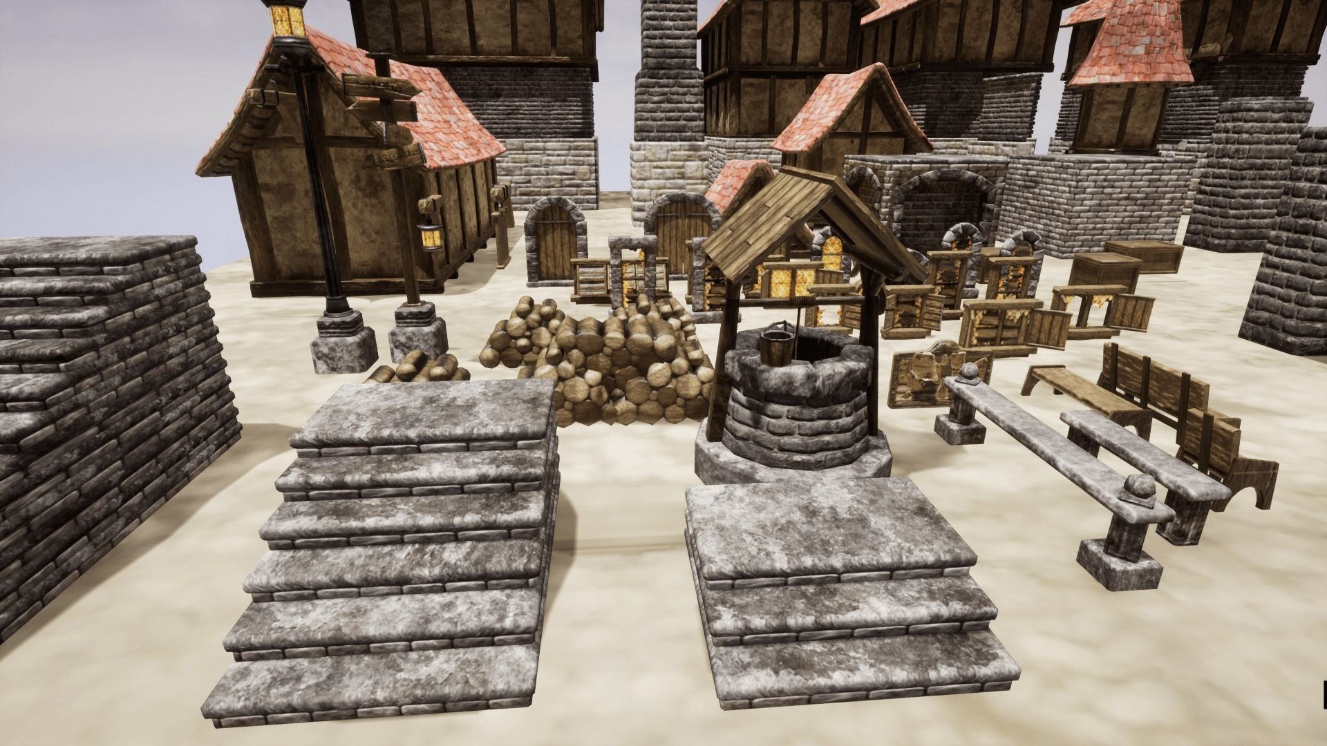 Adventure Village for UNREAL Low-poly 3D model_3