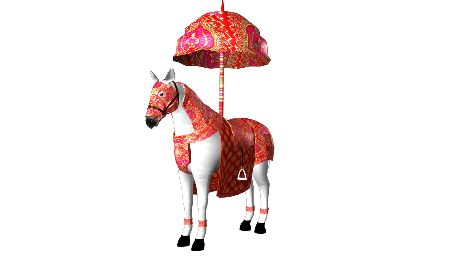 Indian Wedding Horse Rigegd and Animated 3D model_11