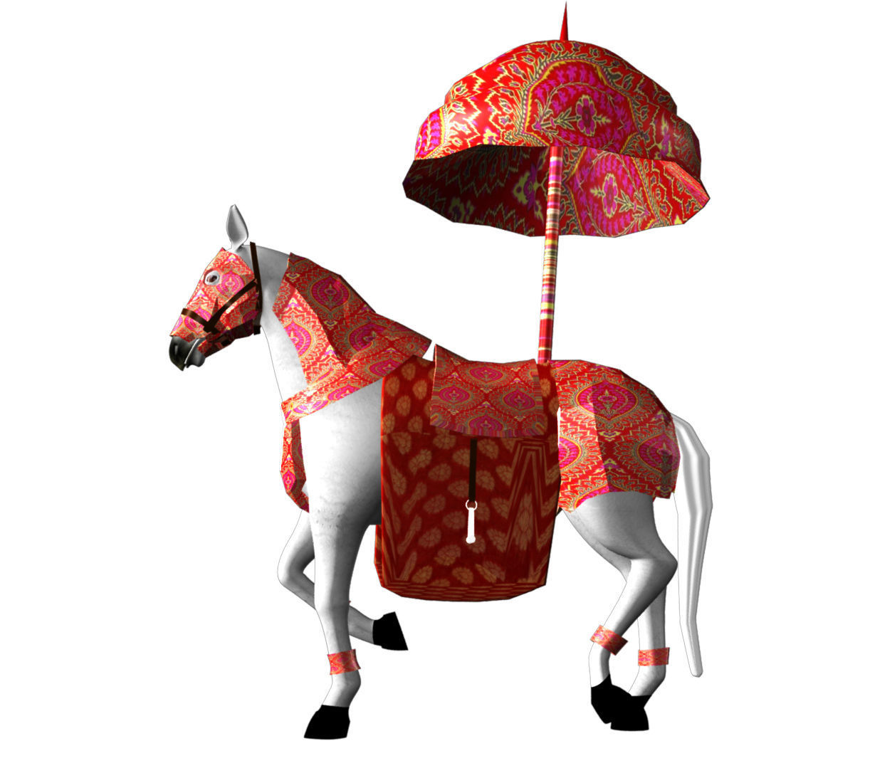 Indian Wedding Horse Rigegd and Animated 3D model_3