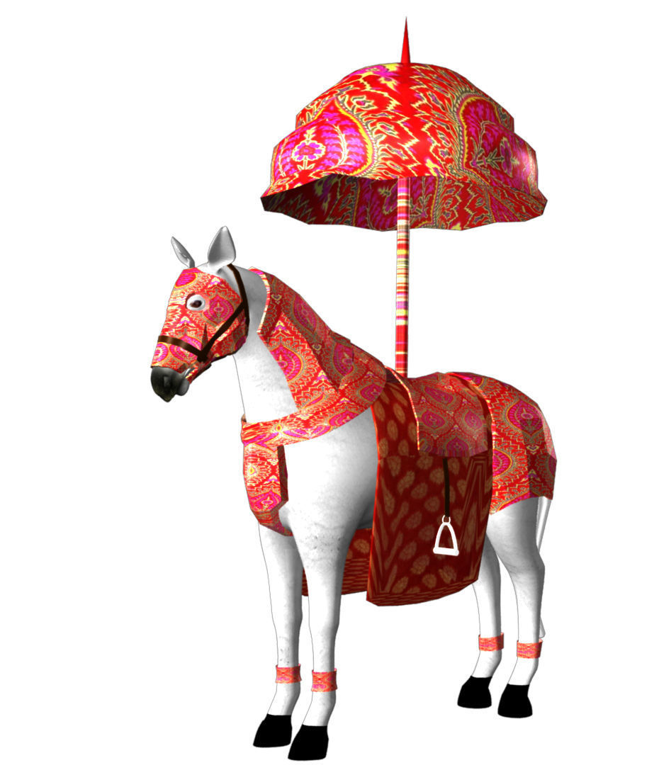 Indian Wedding Horse Rigegd and Animated 3D model_2