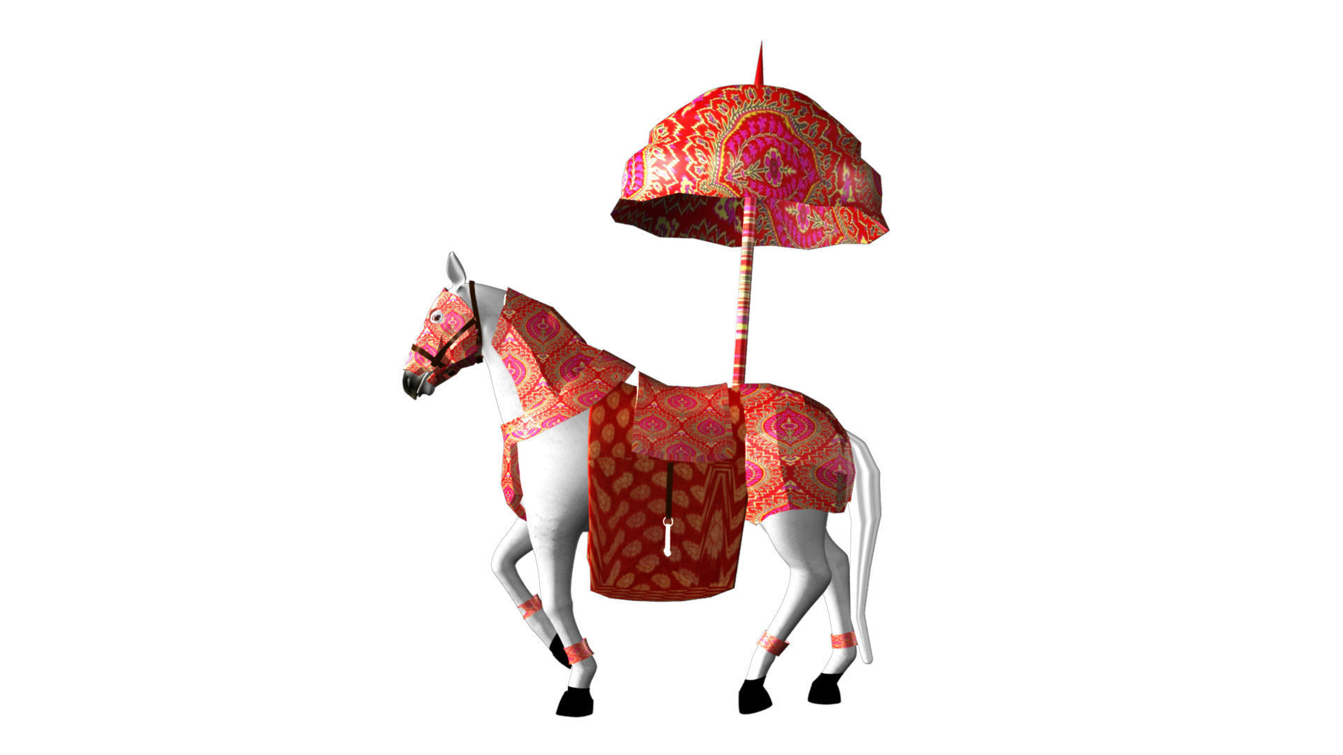 Indian Wedding Horse Rigegd and Animated 3D model_12