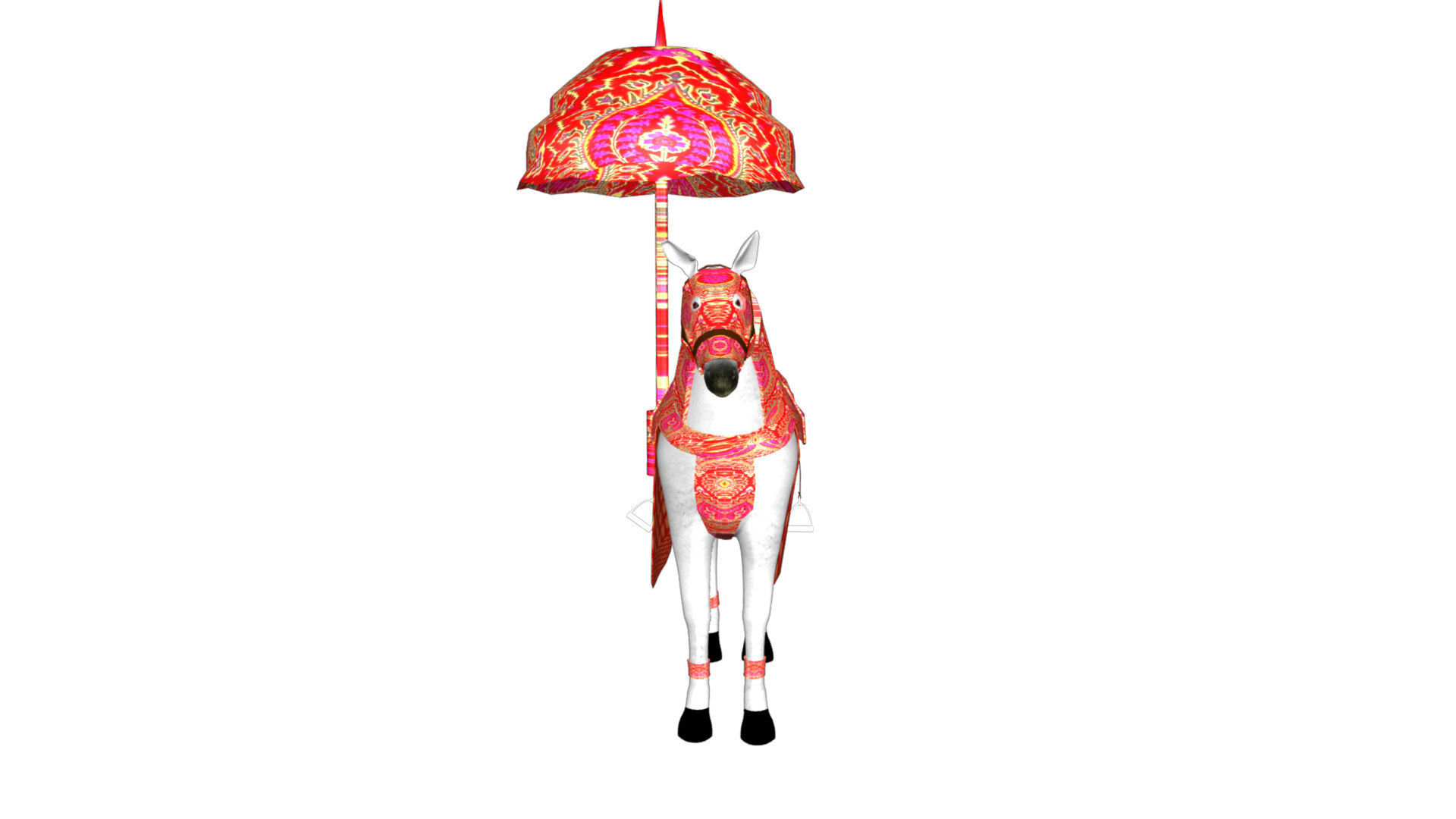 Indian Wedding Horse Rigegd and Animated 3D model_9