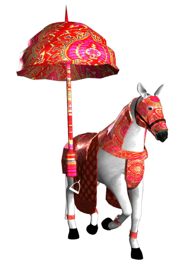 Indian Wedding Horse Rigegd and Animated 3D model_4