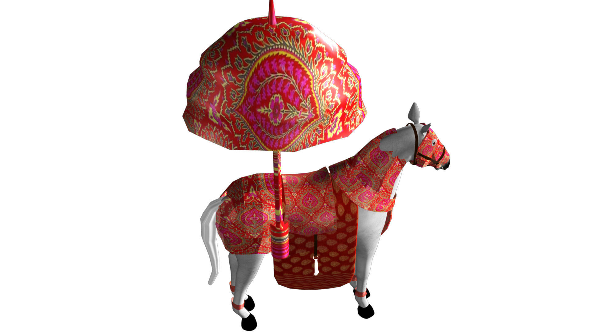 Indian Wedding Horse Rigegd and Animated 3D model_14