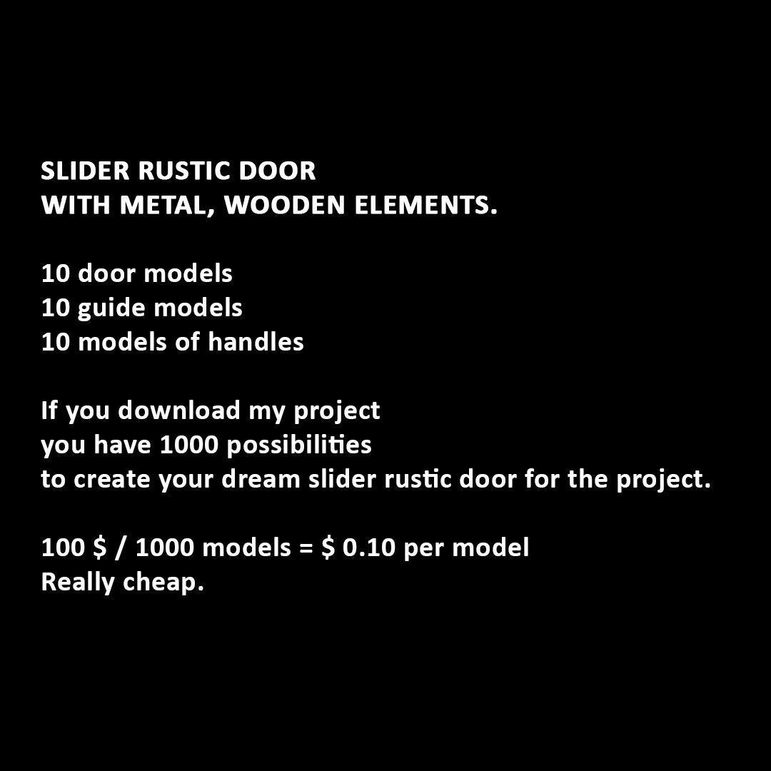 Slider Rustic door - read the description - 3D model_2
