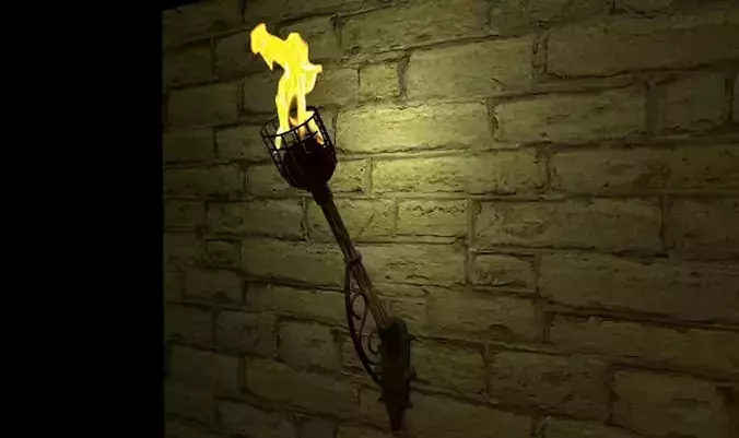 Medieval Wooden Fire Torch