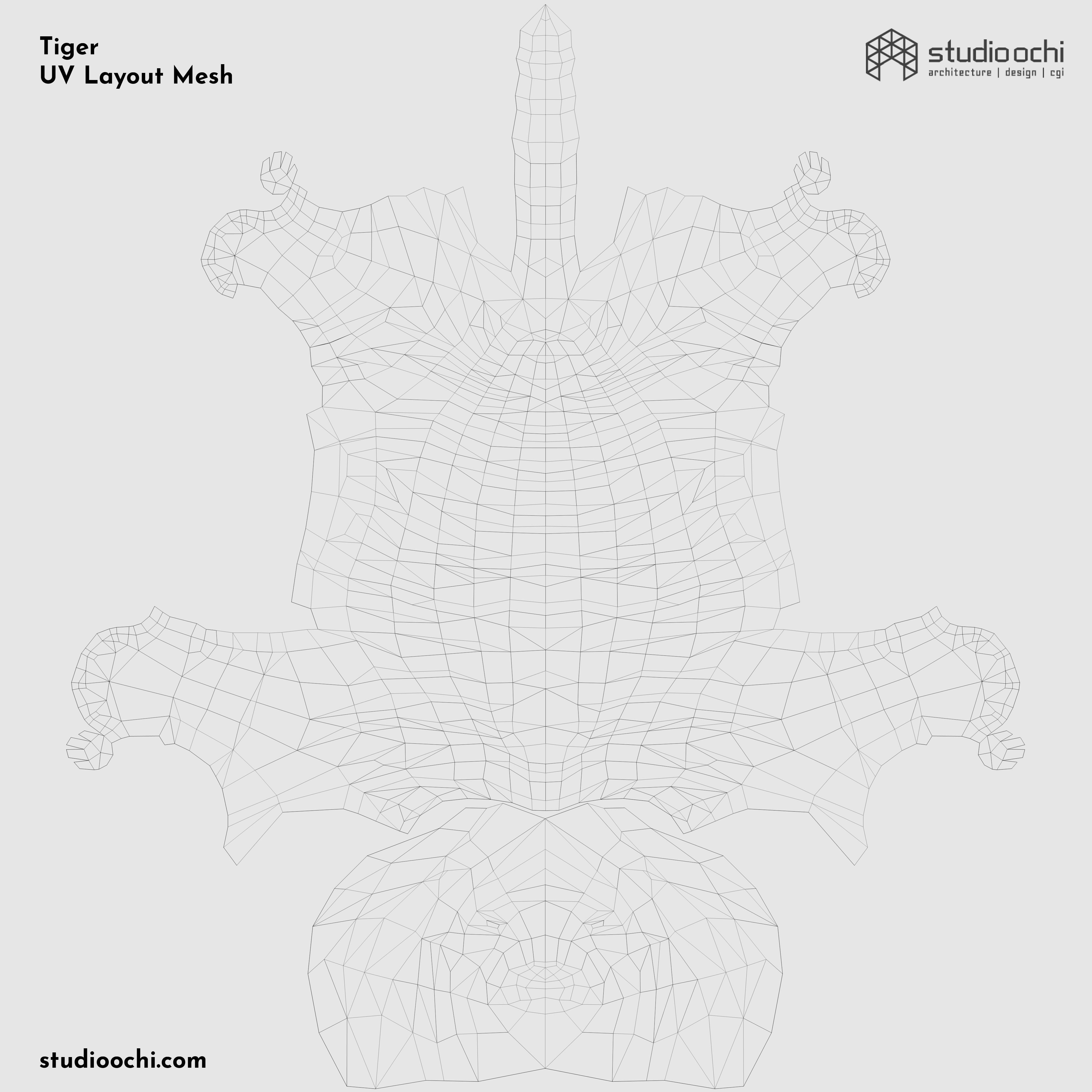 Tiger Low-poly 3D model_9