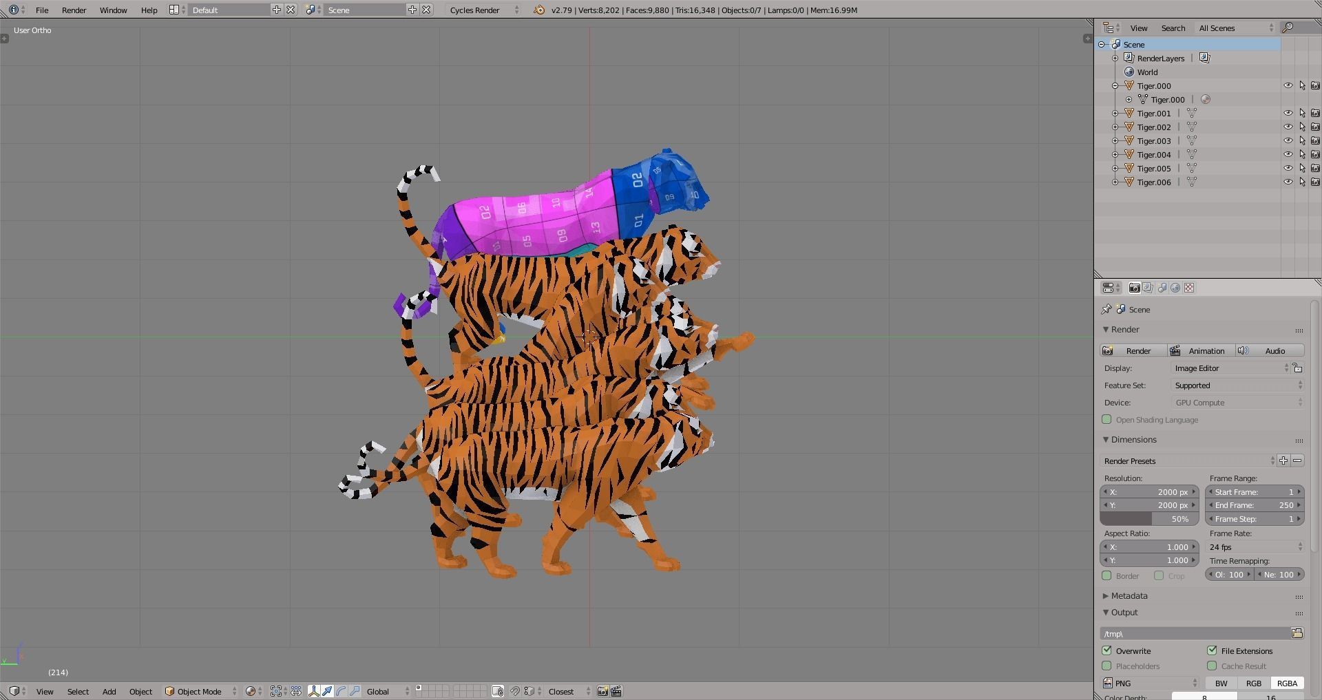 Tiger Low-poly 3D model_7