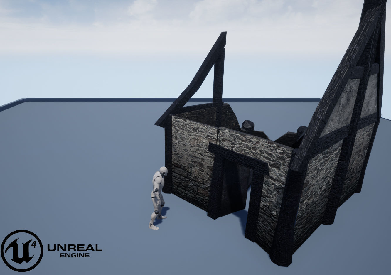 Burned Thatched house Low-poly 3D model_33