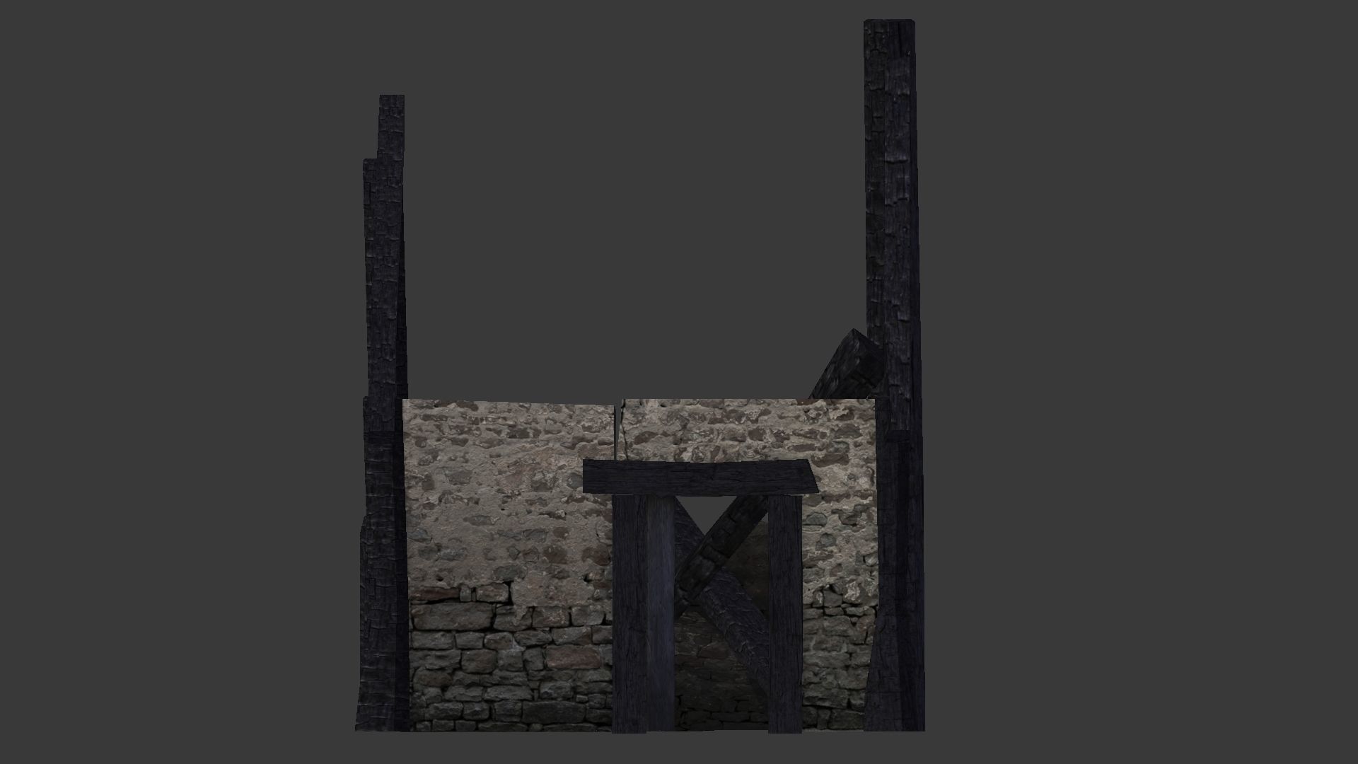Burned Thatched house Low-poly 3D model_16