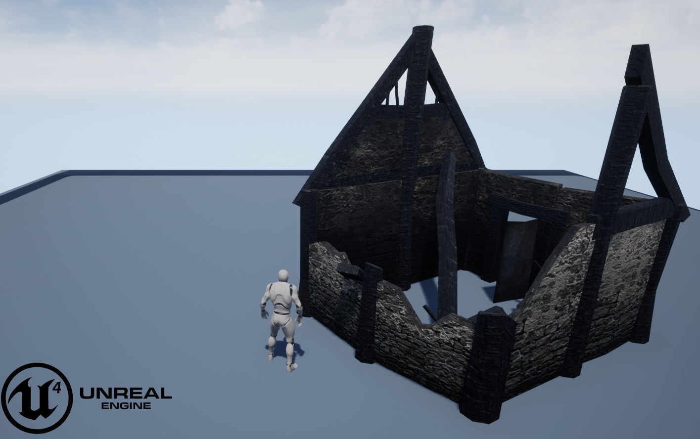 Burned Thatched house Low-poly 3D model_32
