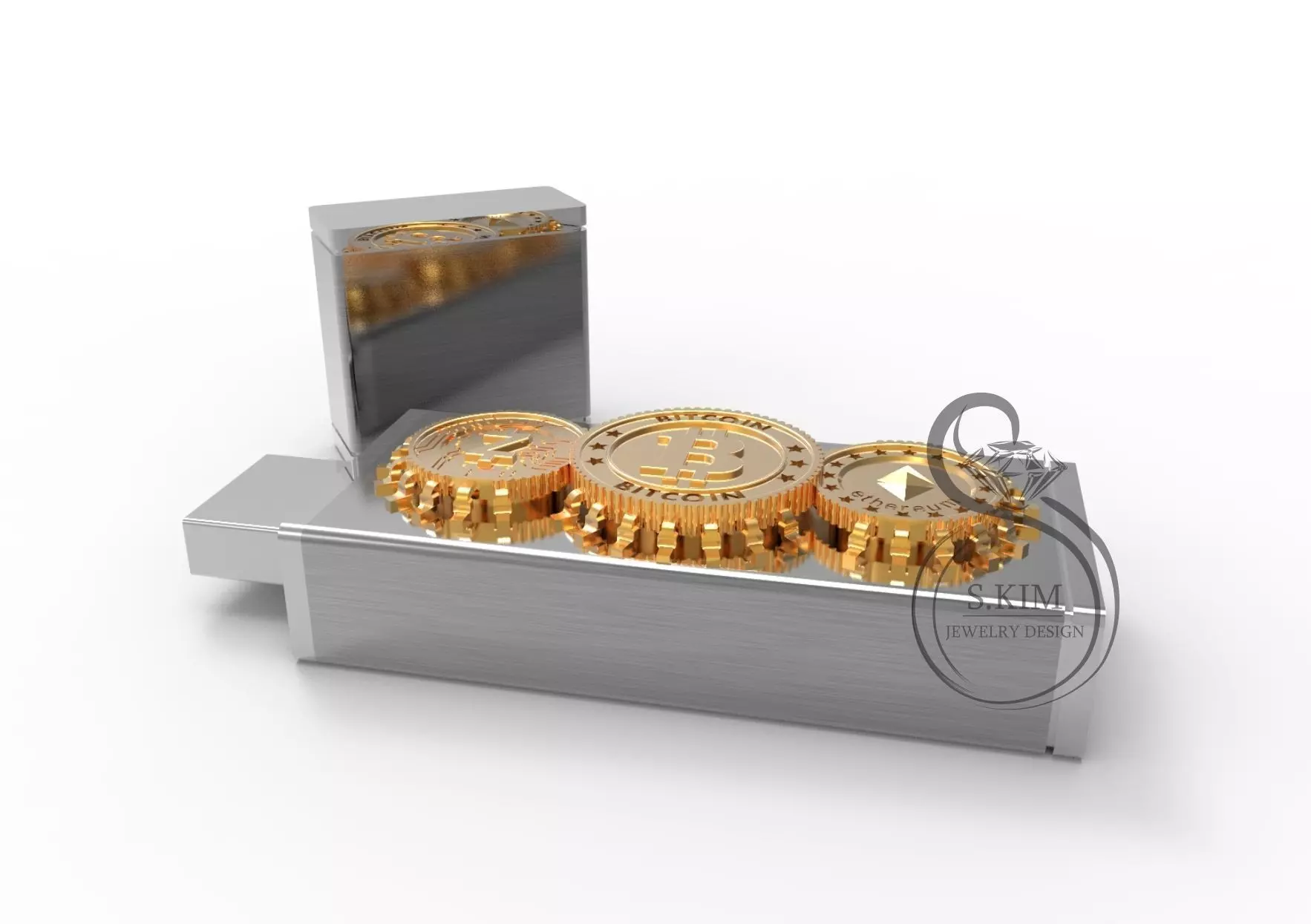 USB flash case bitcoin 3D print model