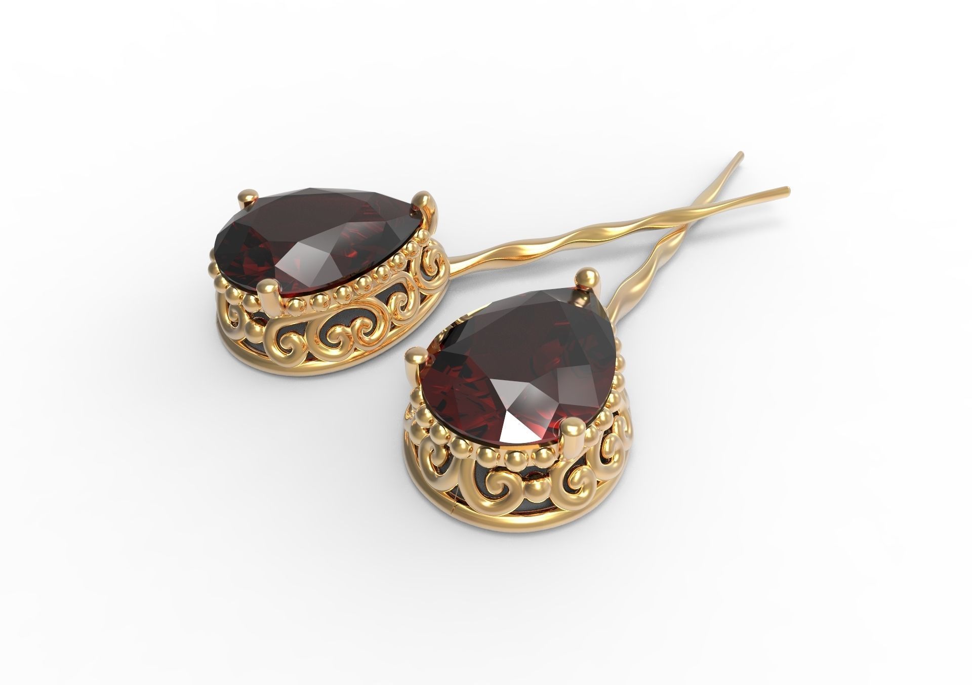 Brooch with pear 8x6mm 3D print model_2