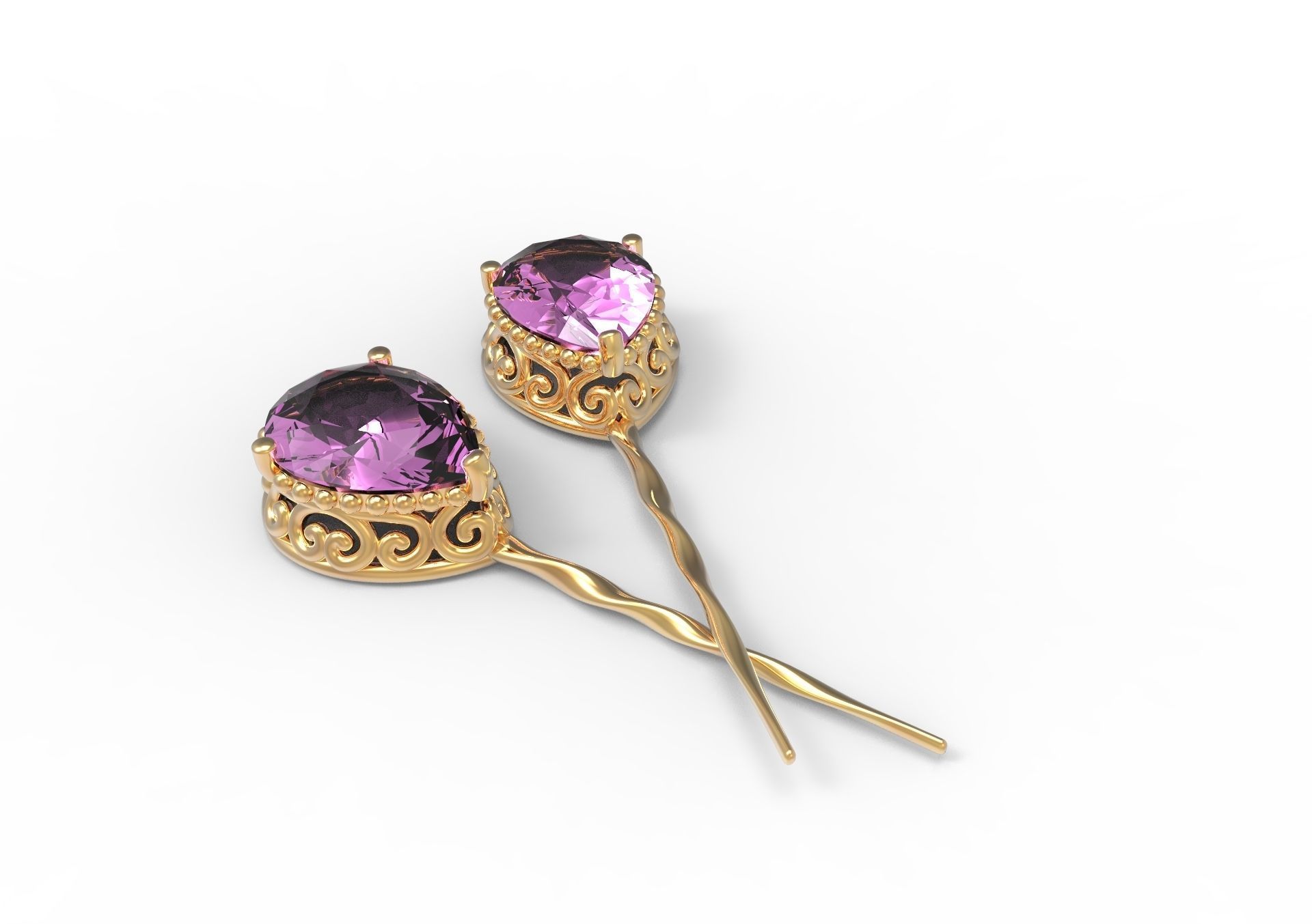 Brooch with pear 8x6mm 3D print model_1