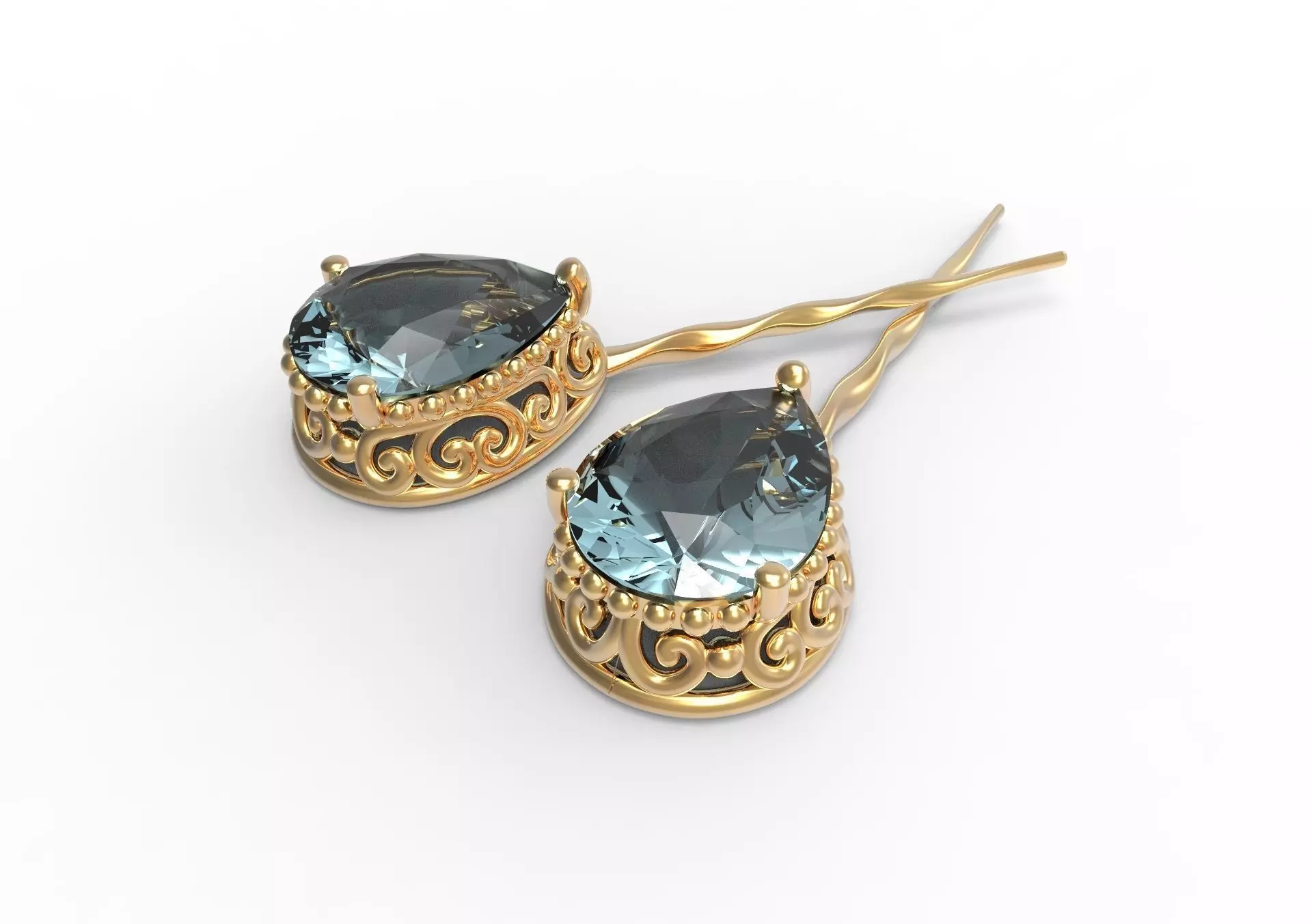 Brooch with pear 8x6mm 3D print model_0