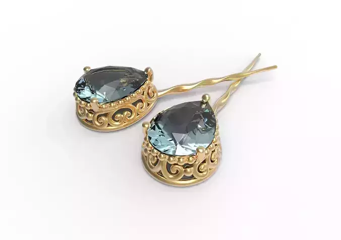 Brooch with pear 8x6mm