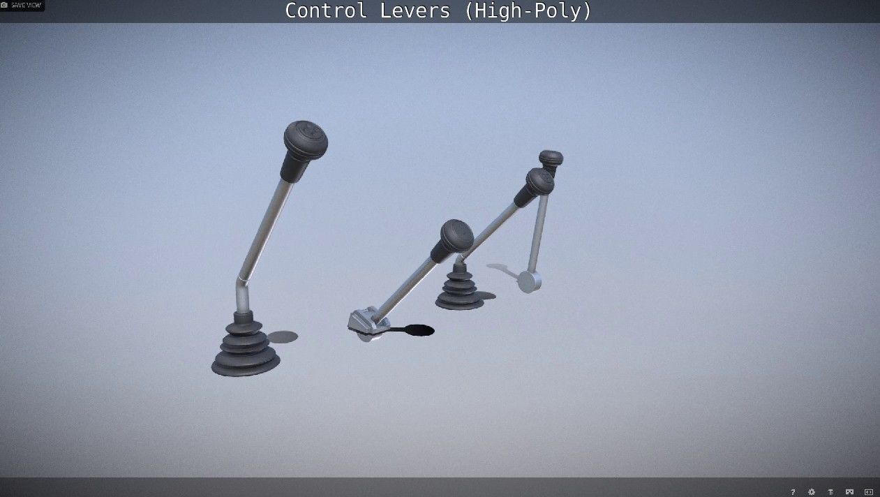 Control Levers High-Poly 3D model_3