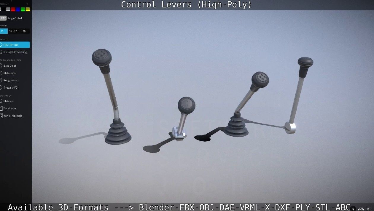 Control Levers High-Poly 3D model_28