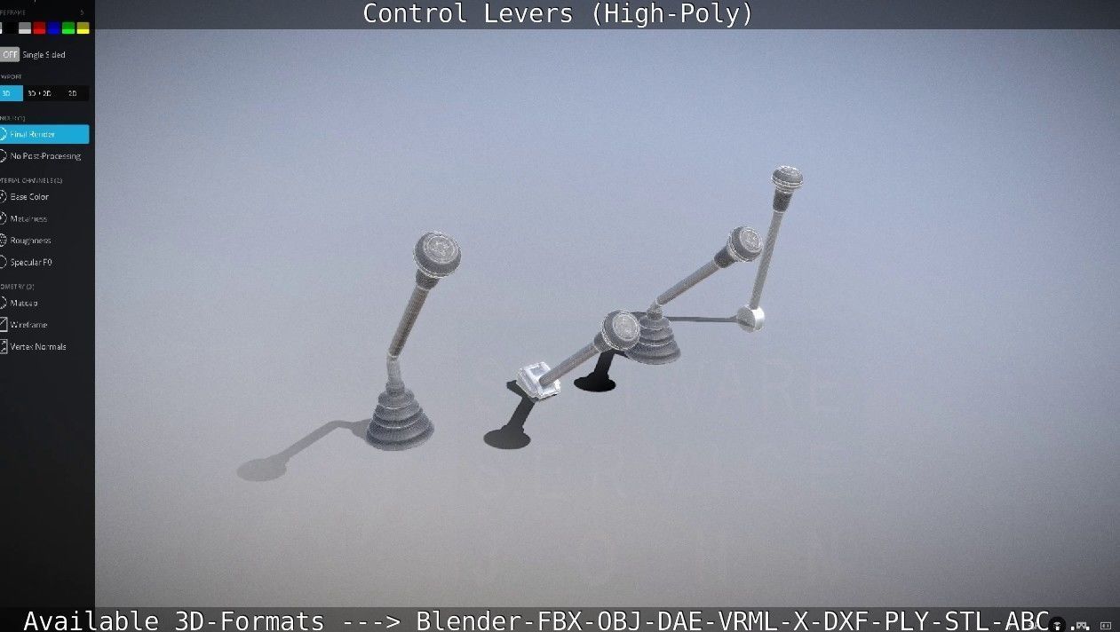 Control Levers High-Poly 3D model_26