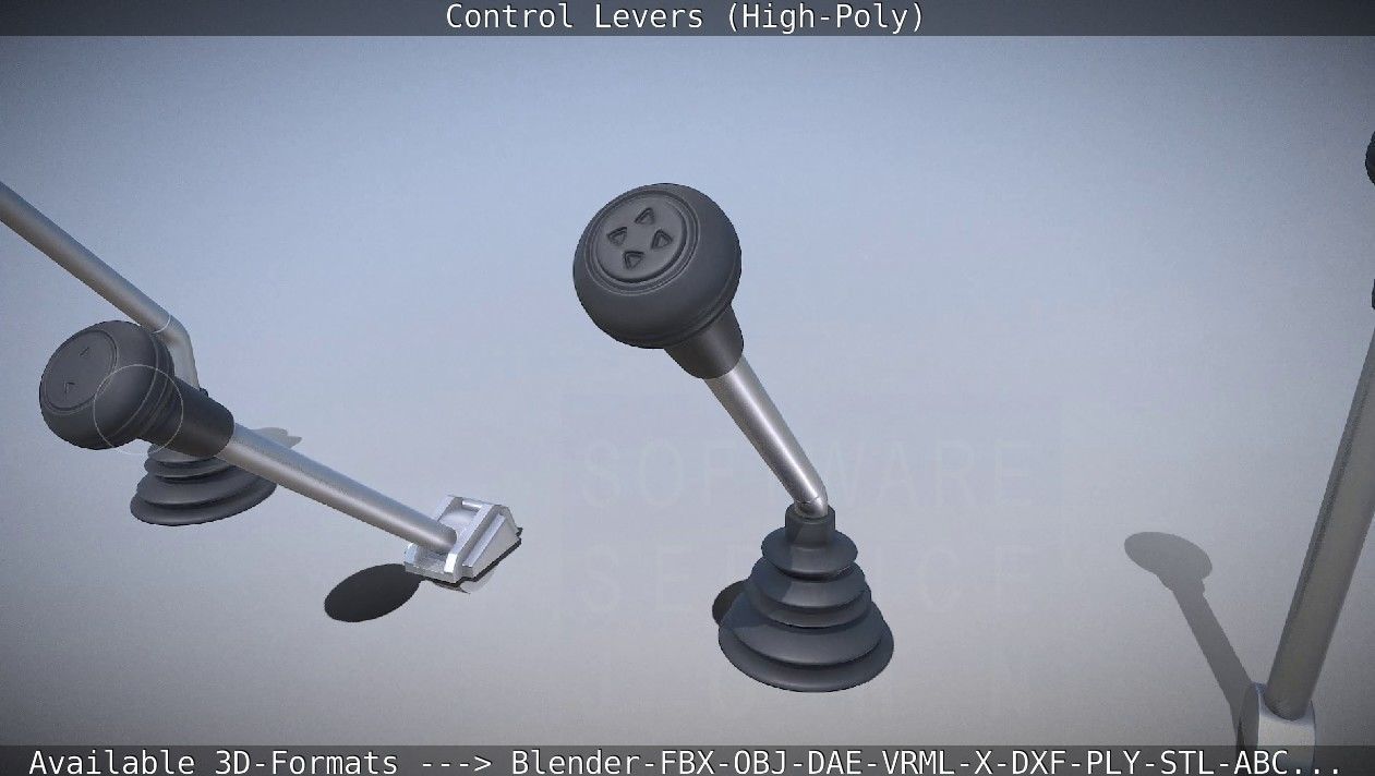 Control Levers High-Poly 3D model_13