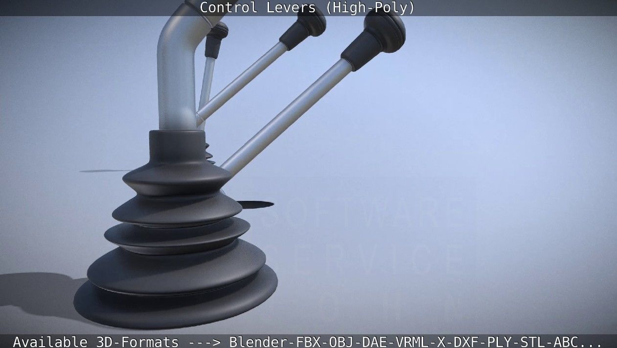 Control Levers High-Poly 3D model_8