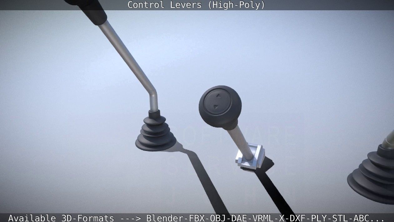 Control Levers High-Poly 3D model_36